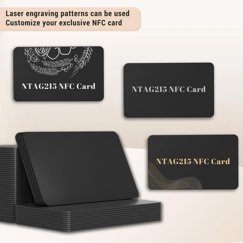 Timeskey NFC 20 قطعة من بطاقات NFC، علامات NFC سوداء، بطاقة عمل NFC، بطاقة NFC 215 بطاقة NFC Ntag215، بطاقات NFC فارغة، قابلة لإعادة الكتابة، 504 بايت، علامات NFC قابلة للبرمجة، iPhone متوافق مع الهواتف والأجهزة المحمولة التي تدعم NFC - Image 4
